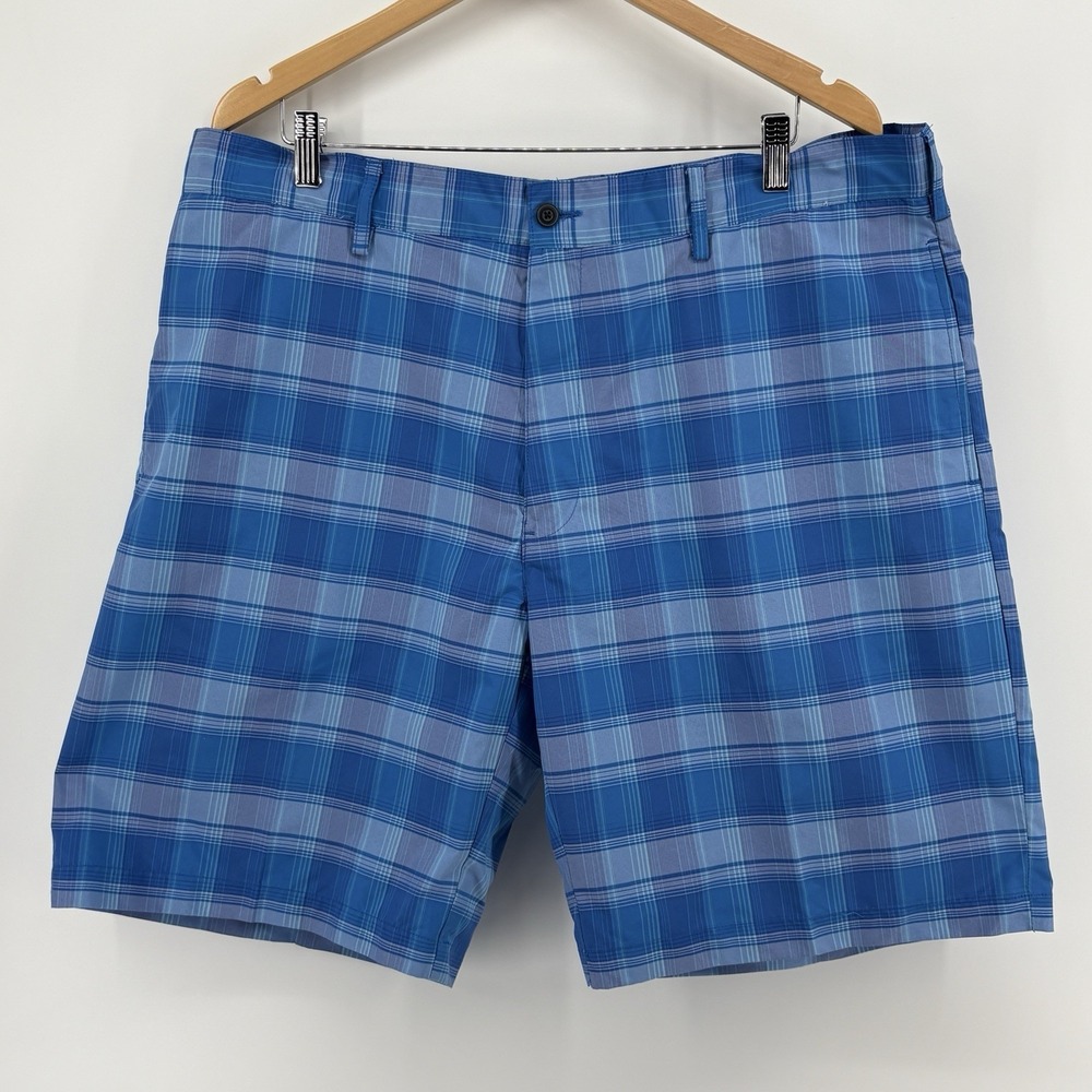 Mens Pro Tour Golf Shorts Size 40 9L‎ Nebulas Blue Plaid Chino Coolplay Sun-play